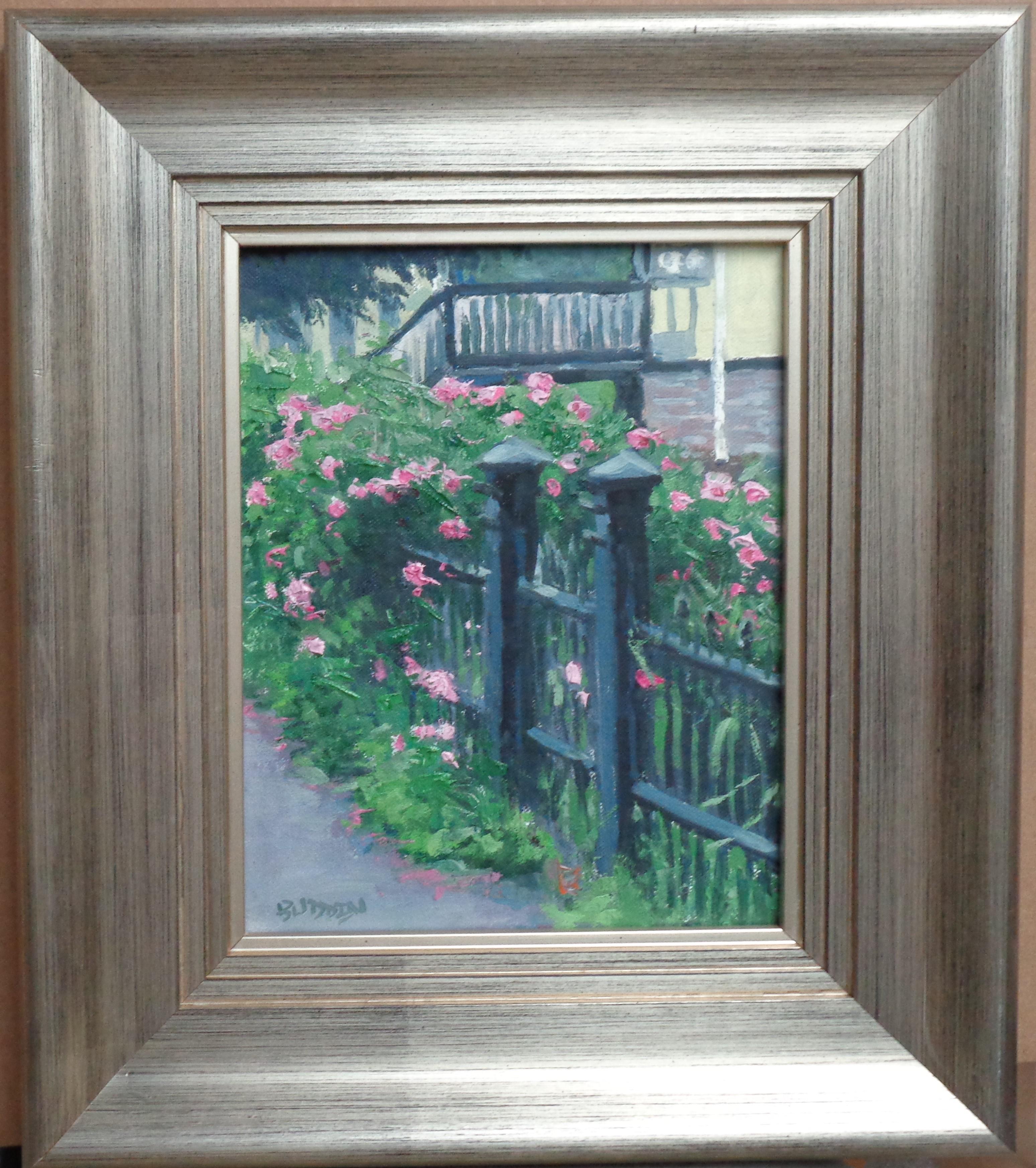 Fence Line Flowers es un paisaje impresionista pintado al óleo en plein air que realicé en Mystic CT en 2019. El cuadro está sobre un panel de lienzo y exuda las ricas cualidades de la pintura al óleo, con un color fuerte y brillante, una variedad