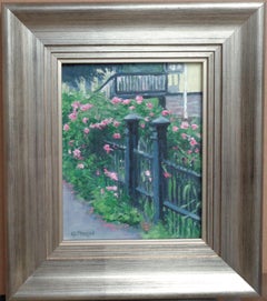 Impressionistic Floral Landscape Painting Michael Budden Fence Line Flowers