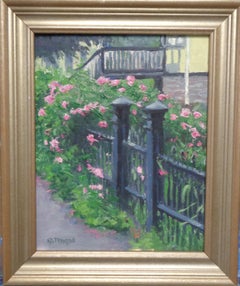 Impressionistic Floral Landscape Painting Michael Budden Fence Line Flowers