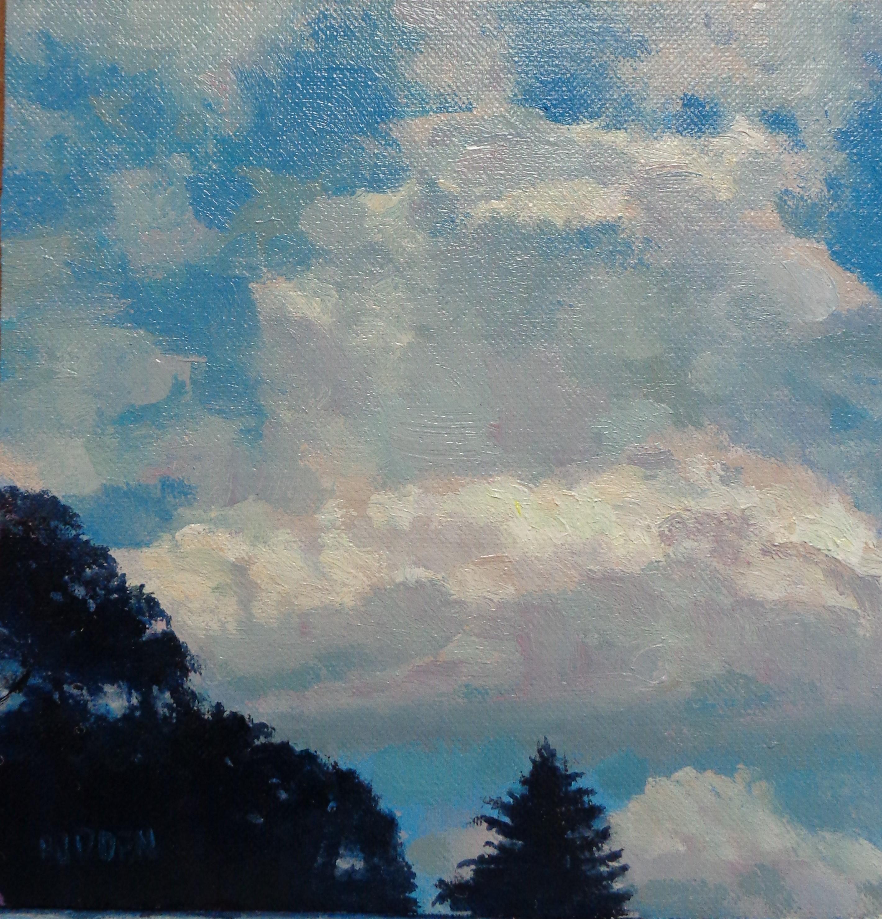 Impressionistische Landschaft Wolke Ölgemälde Michael Budden Himmel Studie im Angebot 1