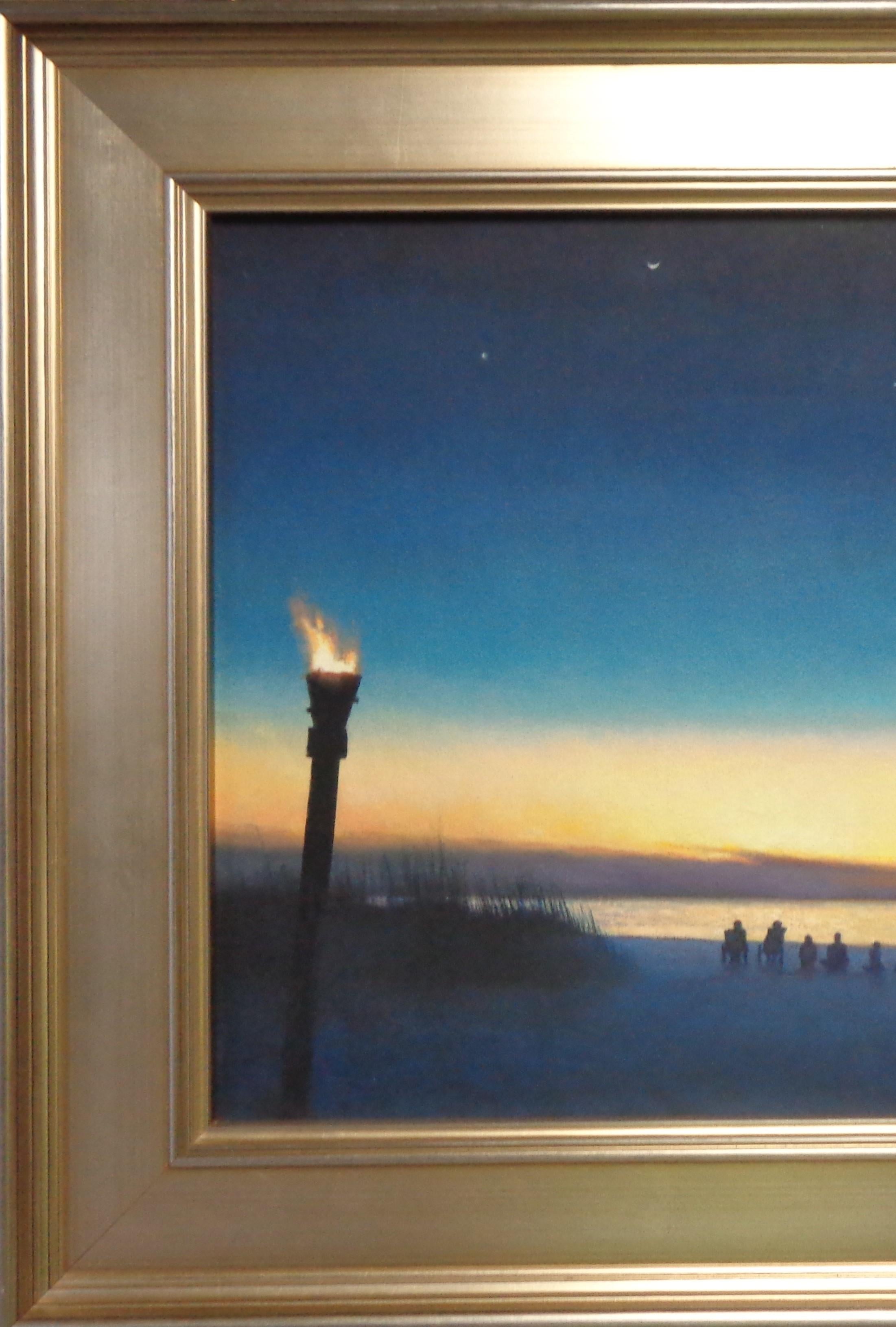 Impressionistic Landscape Nocturne Painting Michael Budden Moon Night in Blues im Angebot 1