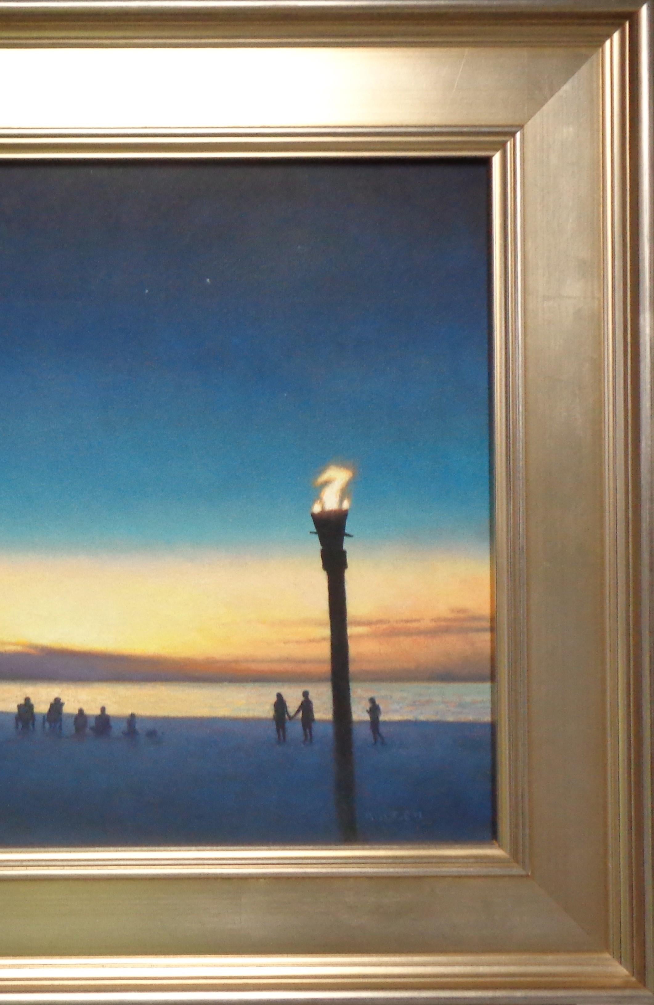 Impressionistic Landscape Nocturne Painting Michael Budden Moon Night in Blues im Angebot 2