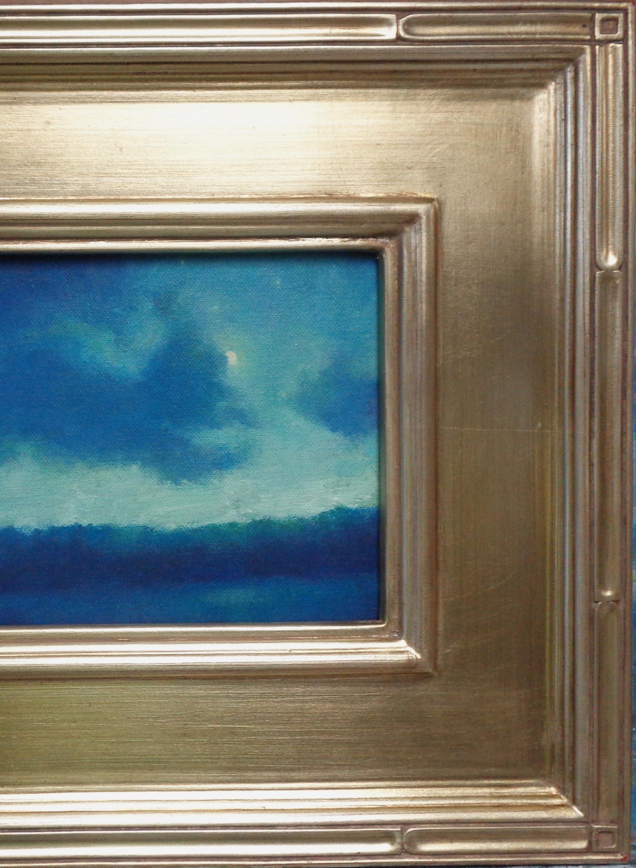 Paisaje Impresionista Pintura Nocturna Michael Budden Noche de Luna en Blues en venta 3