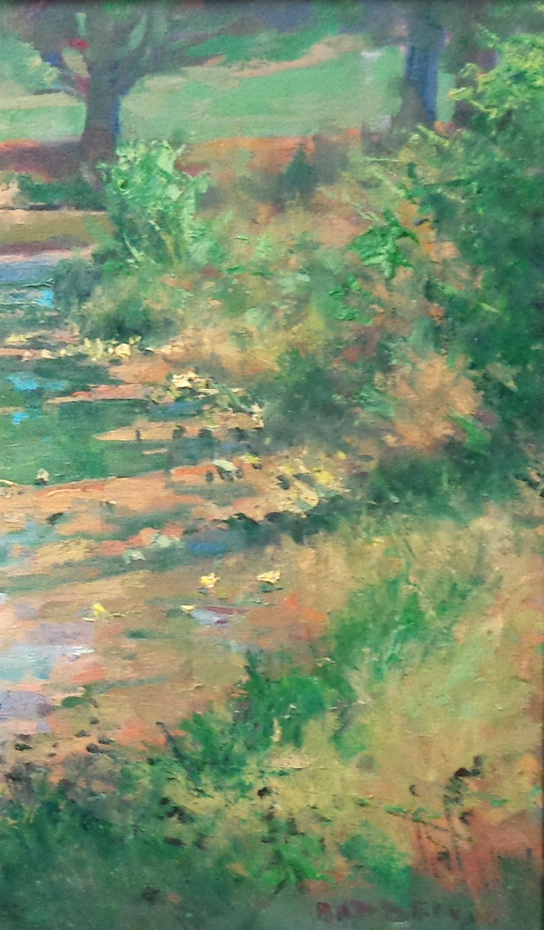 Impressionistic Landscape Oil Painting by Michael Budden Beautiful Light Pond For Sale 4