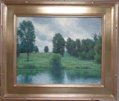 Paisaje impresionista Pintura al óleo de Michael Budden Agujero de pesca