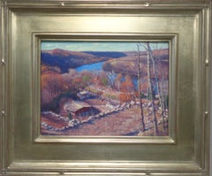 Peinture à l'huile impressionniste Michael Budden Autumn Delaware River