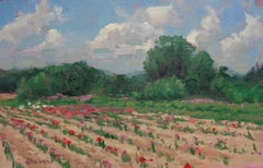 Impressionistic Landscape Oil Painting Michael Budden Early Spring Flower Farm