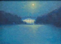 Impressionistic Landscape Oil Painting Michael Budden Moonlight White House