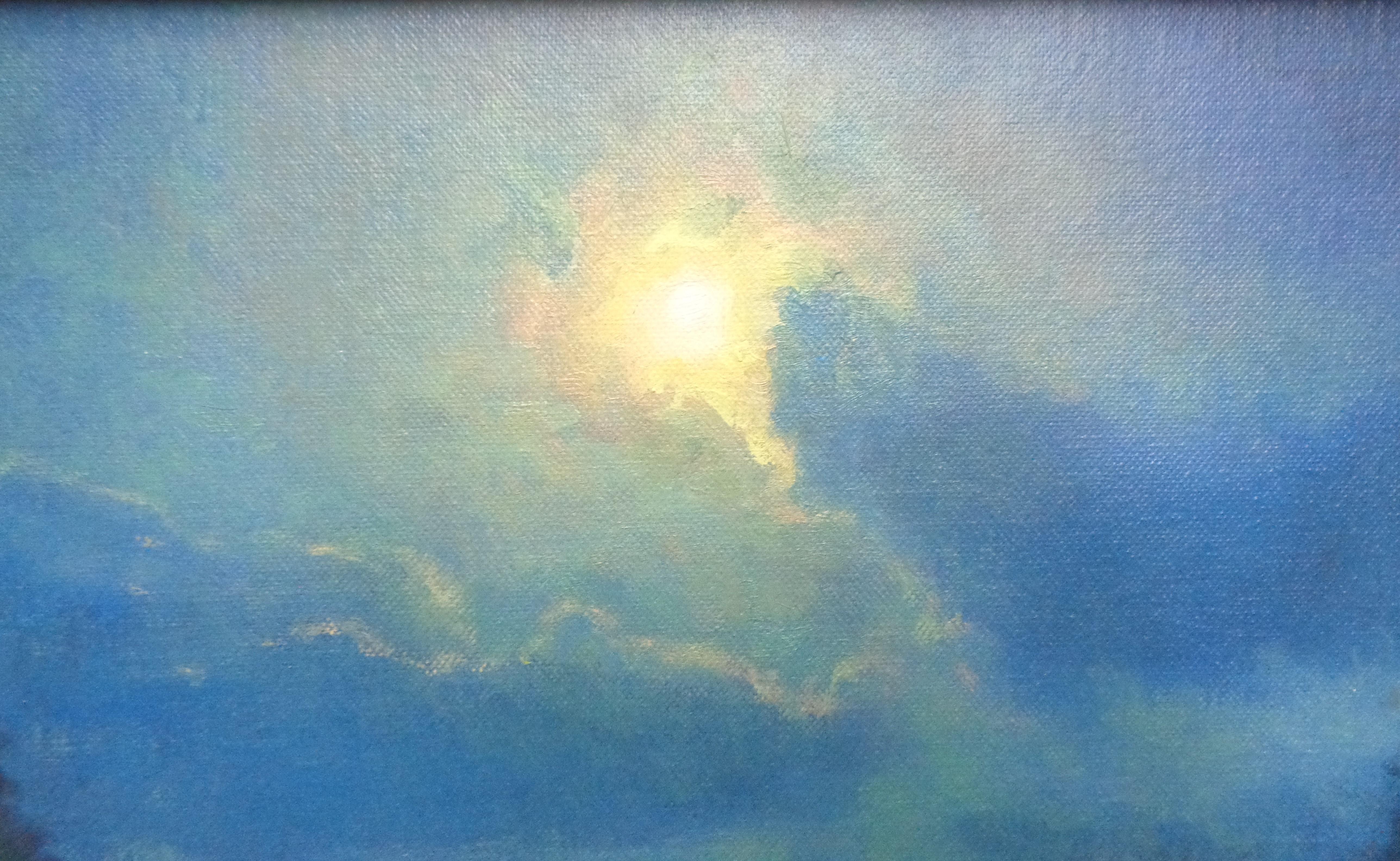 Paesaggio impressionistico dipinto ad olio Michael Budden Moonlight Casa Bianca in vendita 8