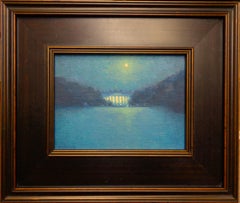 Impressionistic Landscape Oil Painting Michael Budden Moonlight White House