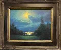 Impressionistic Landscape Oil Painting Michael Budden Moonlight White House
