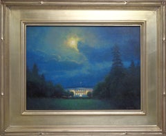 Impressionistic Landscape Oil Painting Michael Budden Moonlight White House