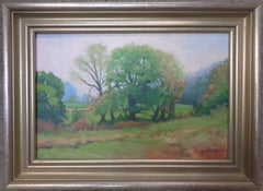 Peinture à l'huile de paysage impressionniste de Michael Budden : « Summer Field Farm »