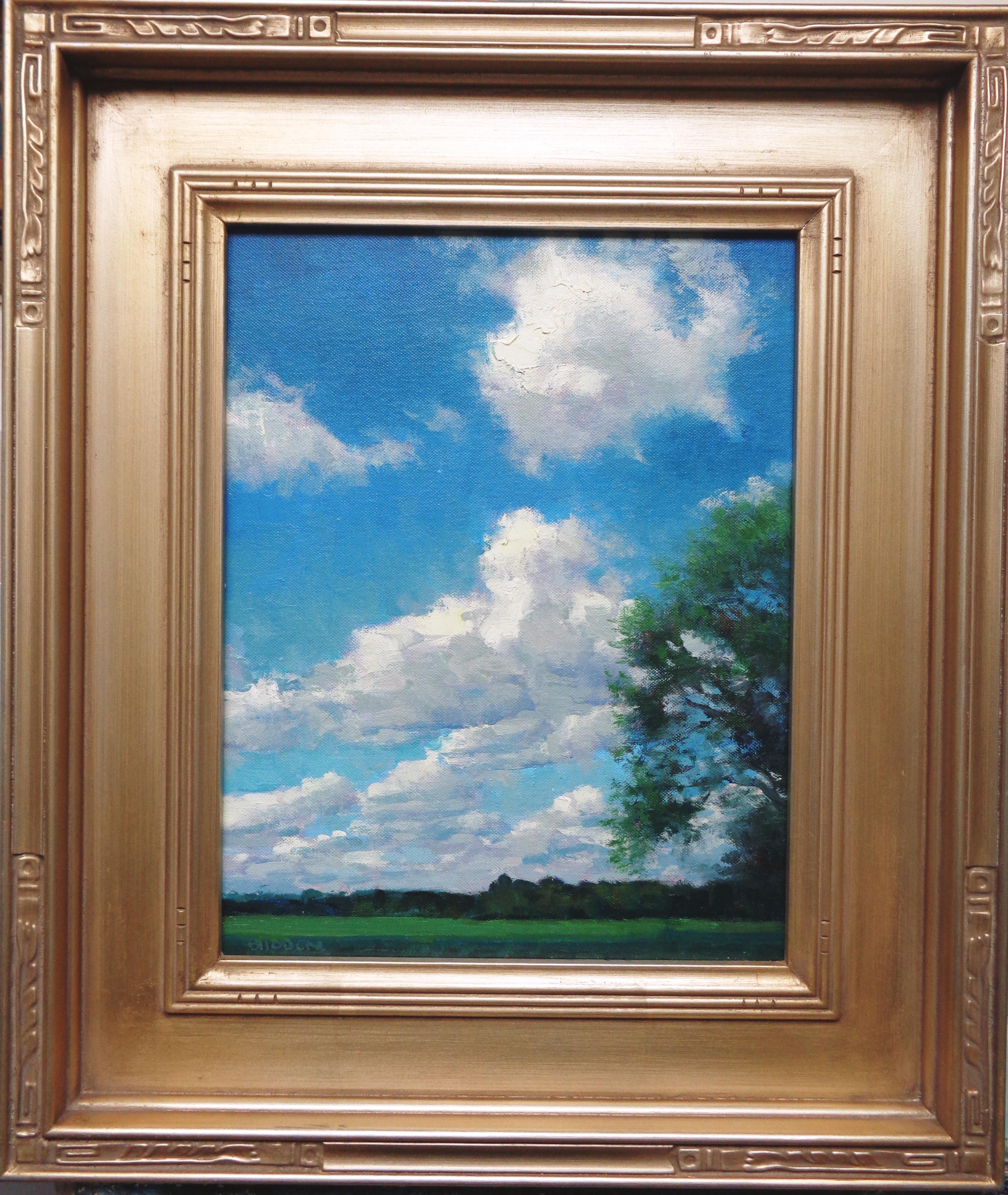 Summer Sky. An oil painting on canvas that showcases the beautiful light of a summer day shinning on a view of sky and clouds. This painting was painted en plein air on location in an Impressionistic style and is being sold unframed.

ARTIST'S