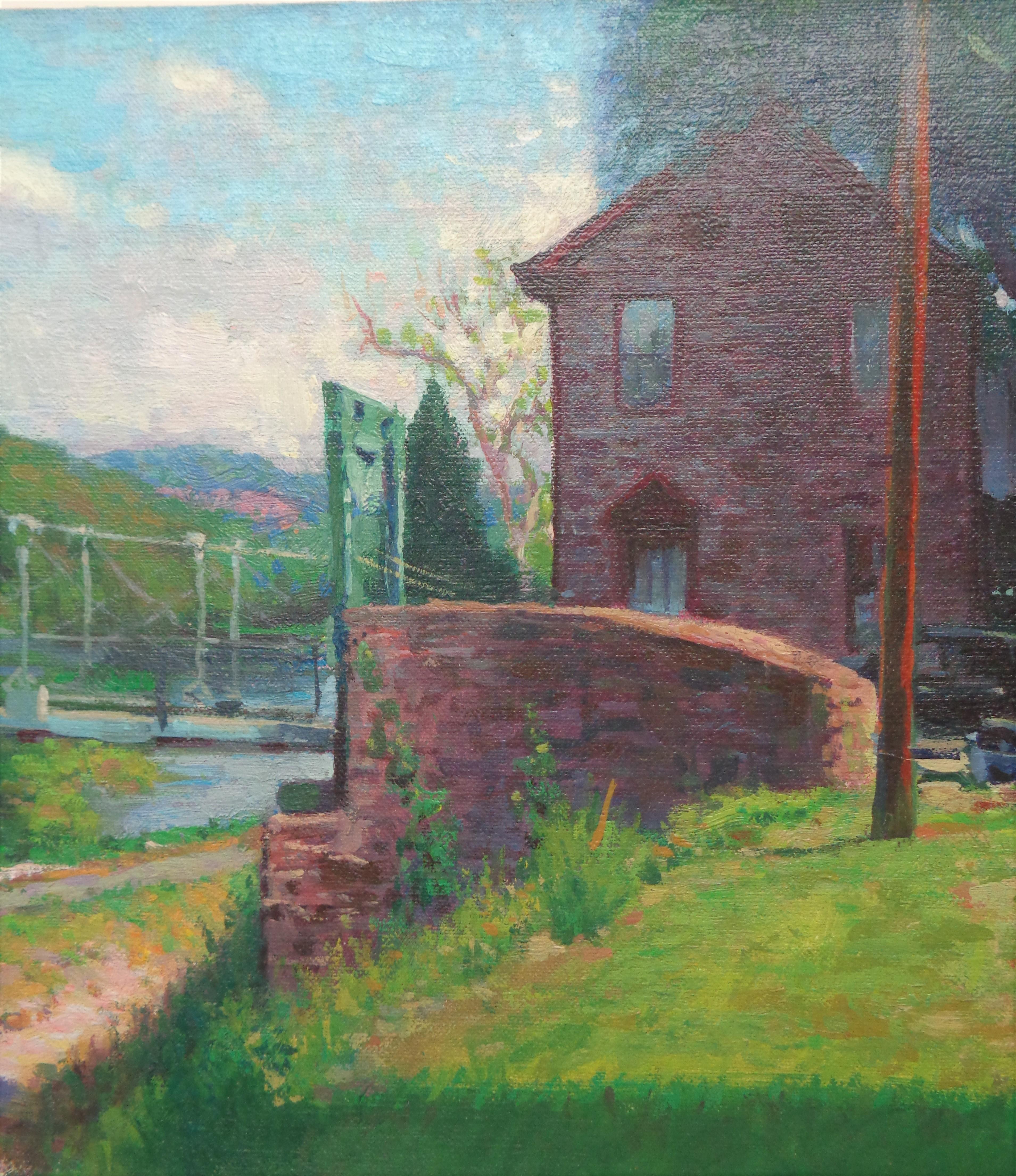  Impressionistic Landscape Painting Michael Budden Lumberville Bridge Bucks Co For Sale 3