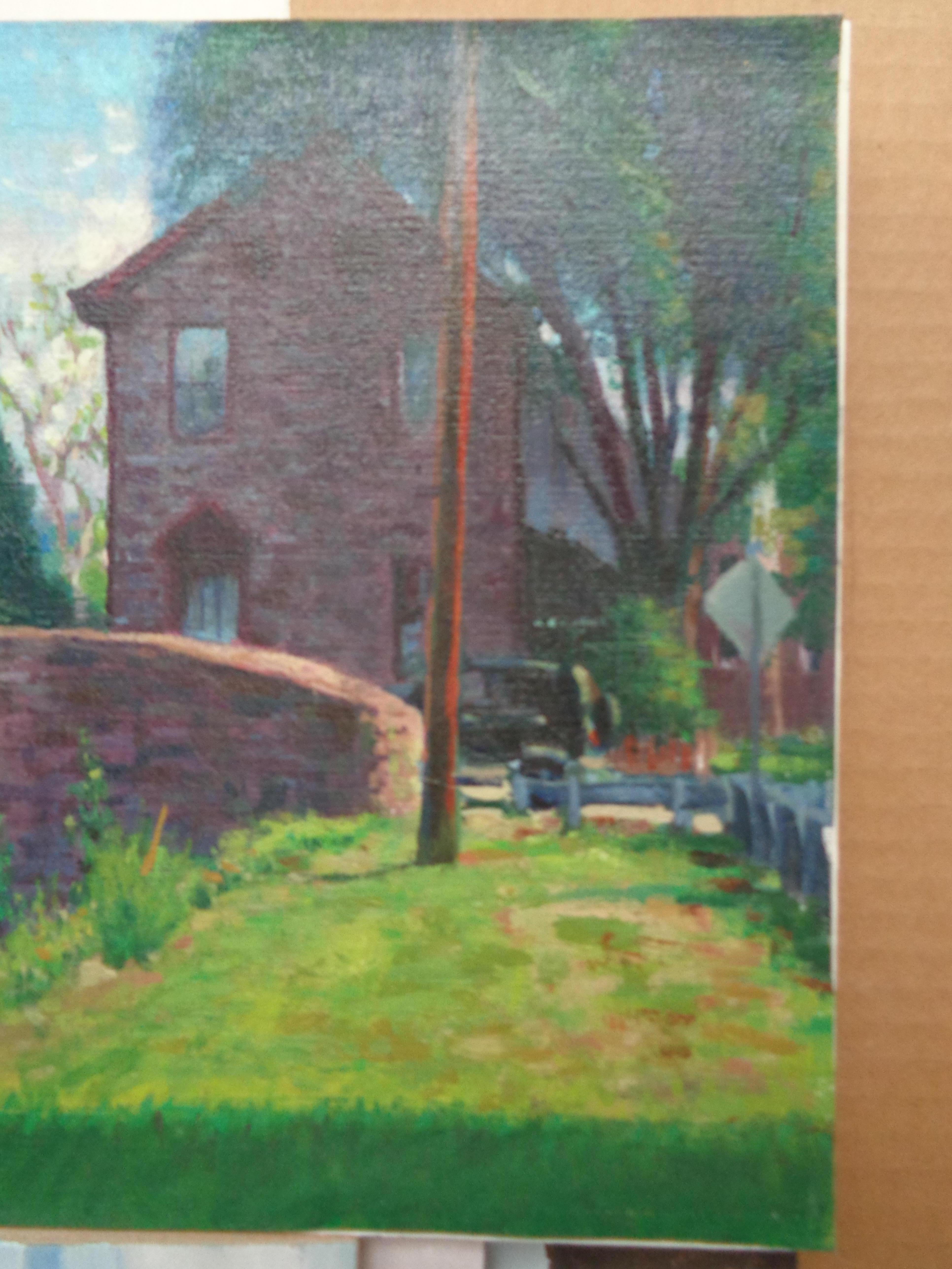 Pintura Impresionista de Paisaje Michael Budden Lumberville Bridge Bucks Co en venta 3