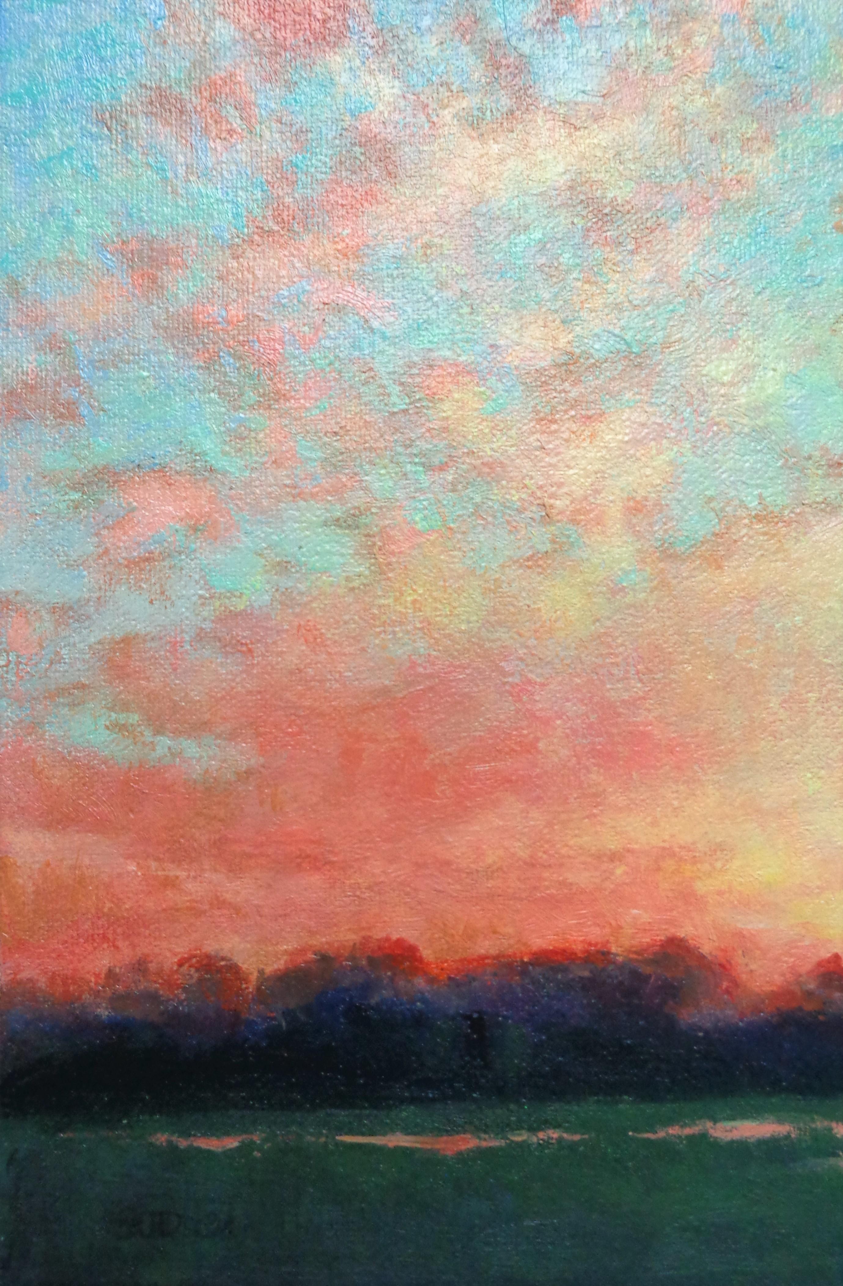 Pittura impressionistica di paesaggio Michael Budden Sensazione dell'alba in vendita 2