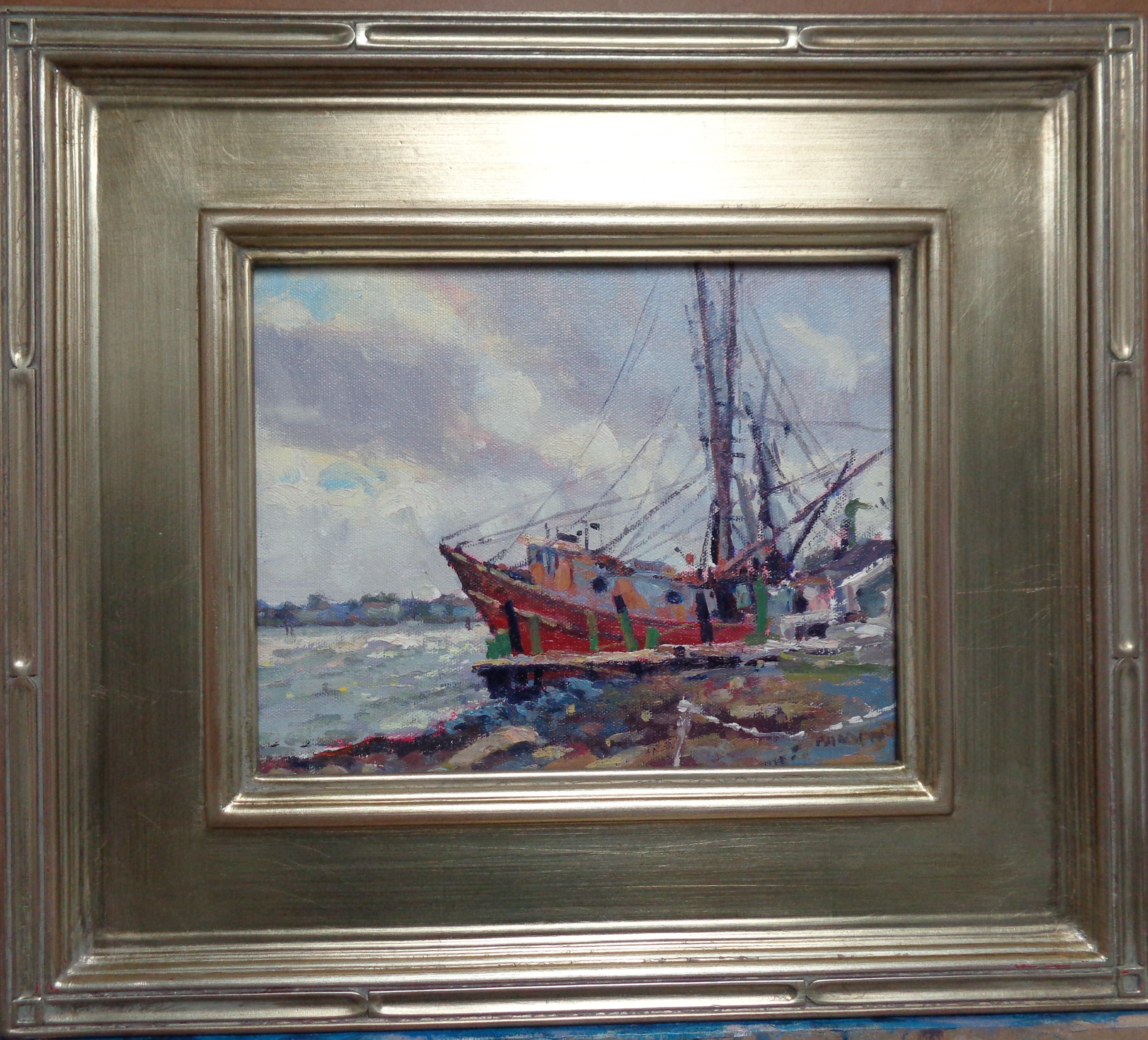 Paesaggio impressionistico Paesaggio marino Barca Pittura Michael Budden Cape May NJ