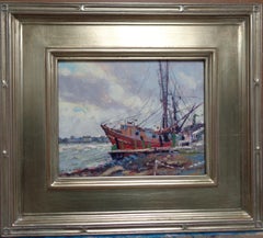Vintage Impressionistic Landscape Seascape Boat Painting Michael Budden Cape May NJ