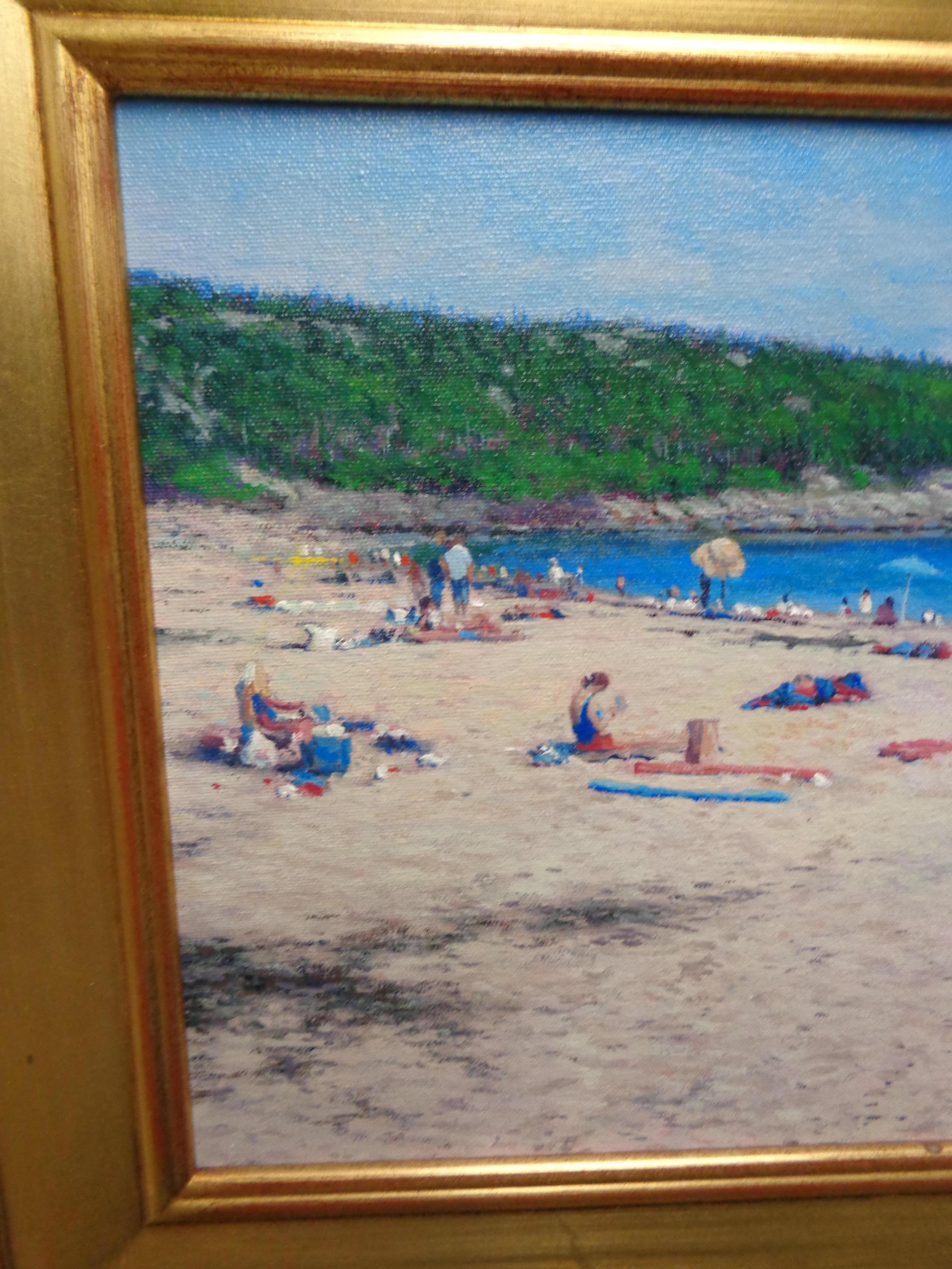 Peinture à l'huile impressionniste du Maine Michael Budden Sand Beach Acadia en vente 2