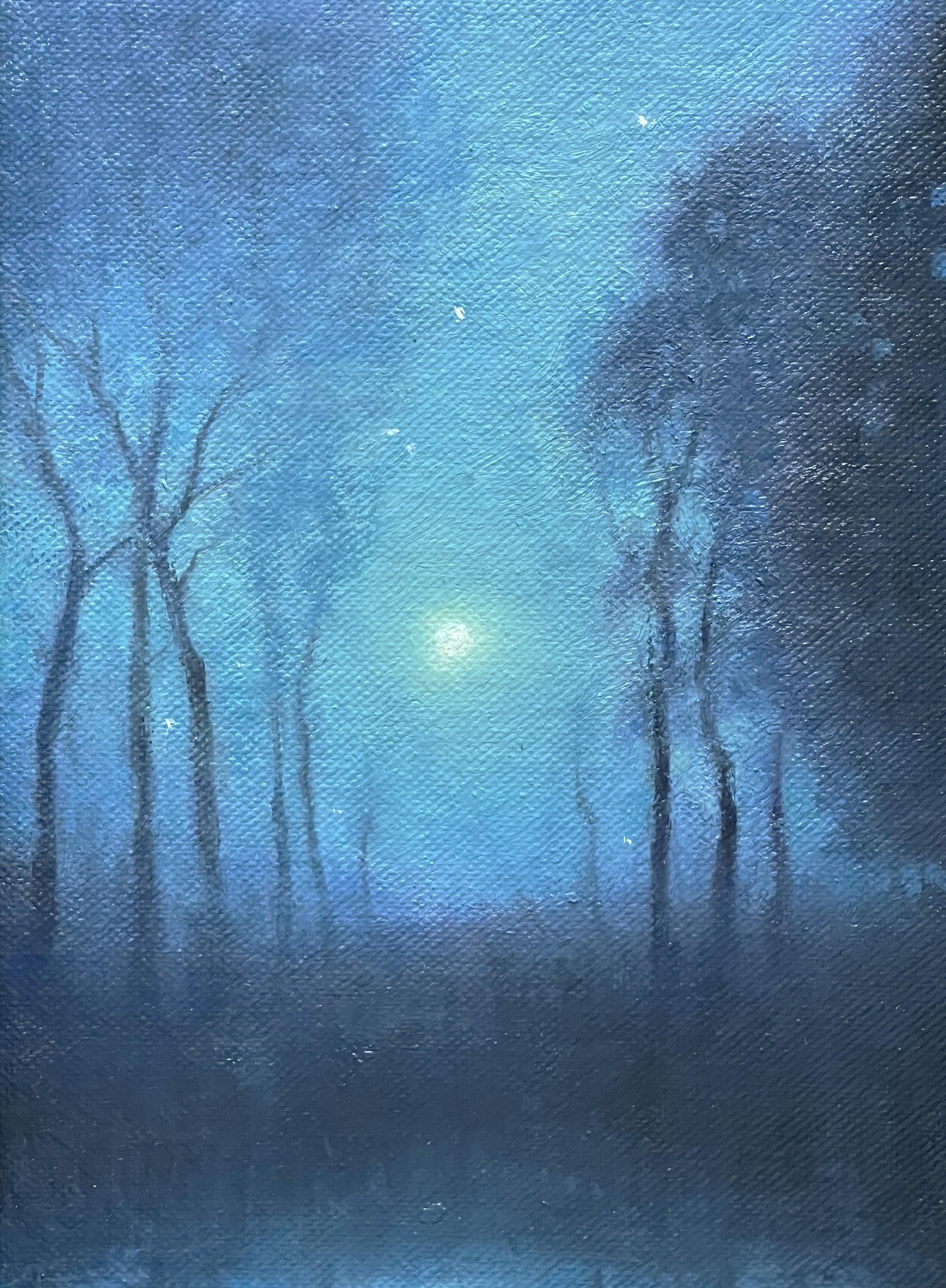  Impressionistic Moonlight Landscape Oil Painting Michael Budden  For Sale 2