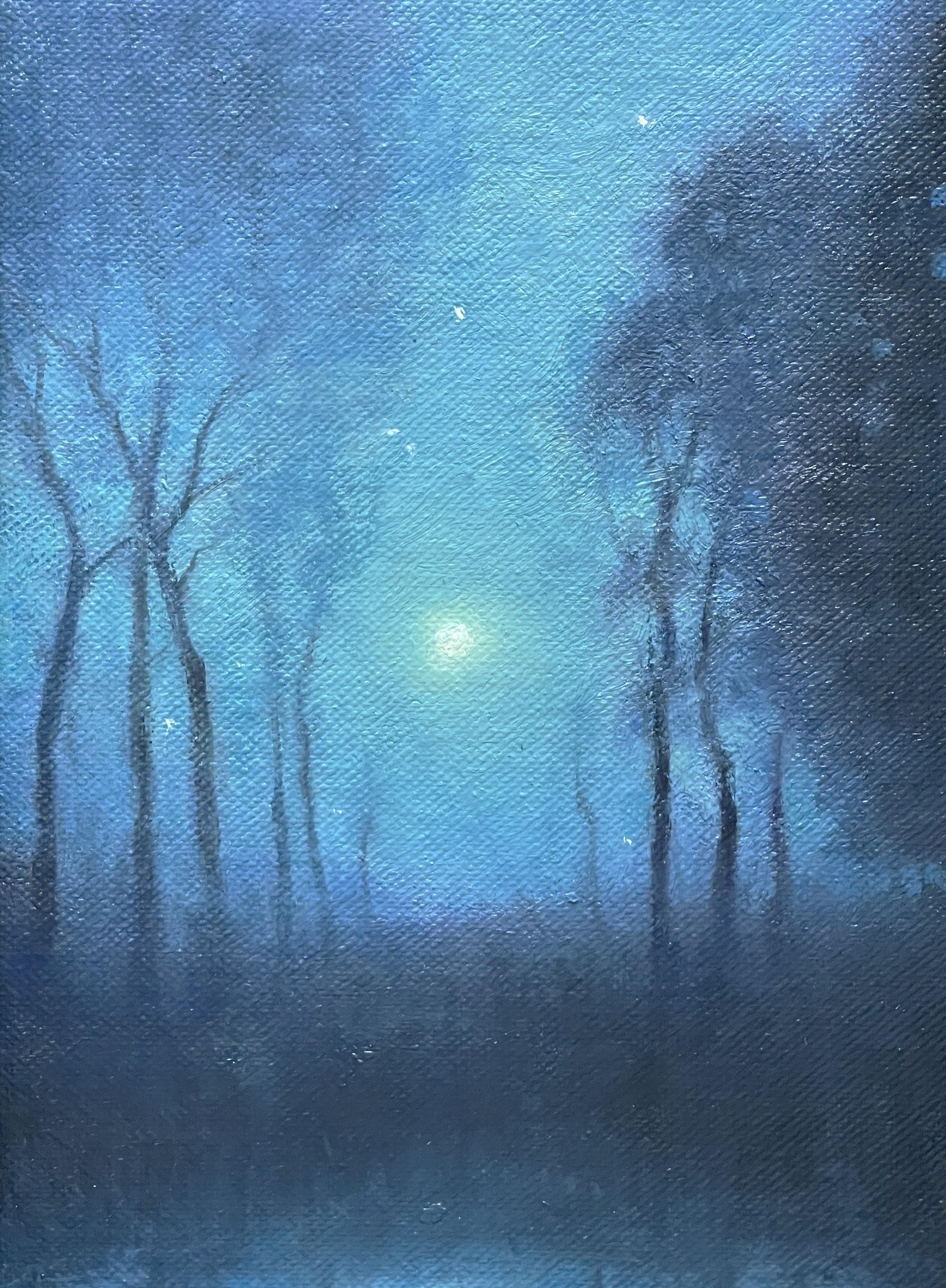 Impressionistic Moonlight Landscape Oil Painting Michael Budden For Sale 2