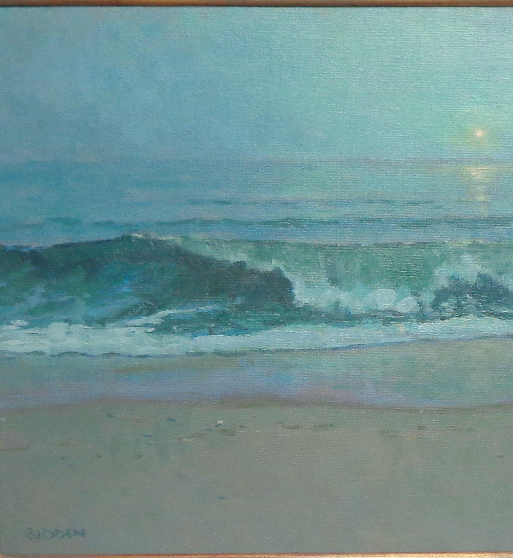  Impressionistic Moonlight Seascape Oil Painting Michael Budden Beach  For Sale 2
