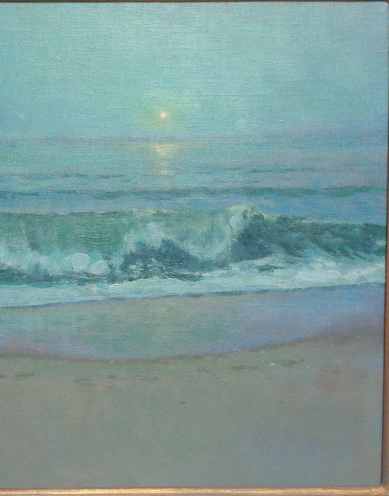  Impressionistic Moonlight Seascape Oil Painting Michael Budden Beach  For Sale 3