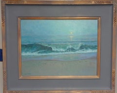  Impressionistic Moonlight Seascape Oil Painting Michael Budden Beach 