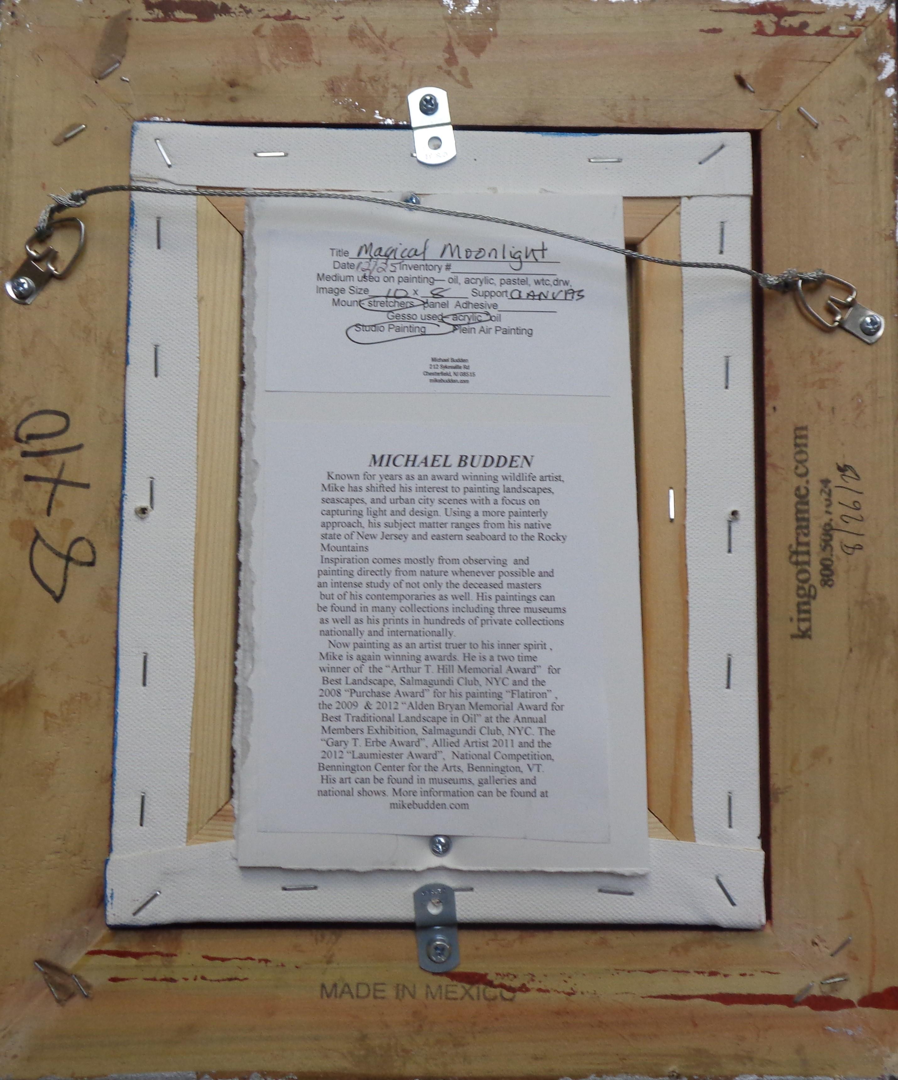 Impressionistico paesaggio marino al chiaro di luna dipinto a olio da Michael Budden in vendita 4