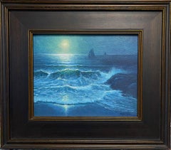  Impressionistisches Mondlicht Seelandschaft ÖlGemälde Michael Budden MystischesMondlicht