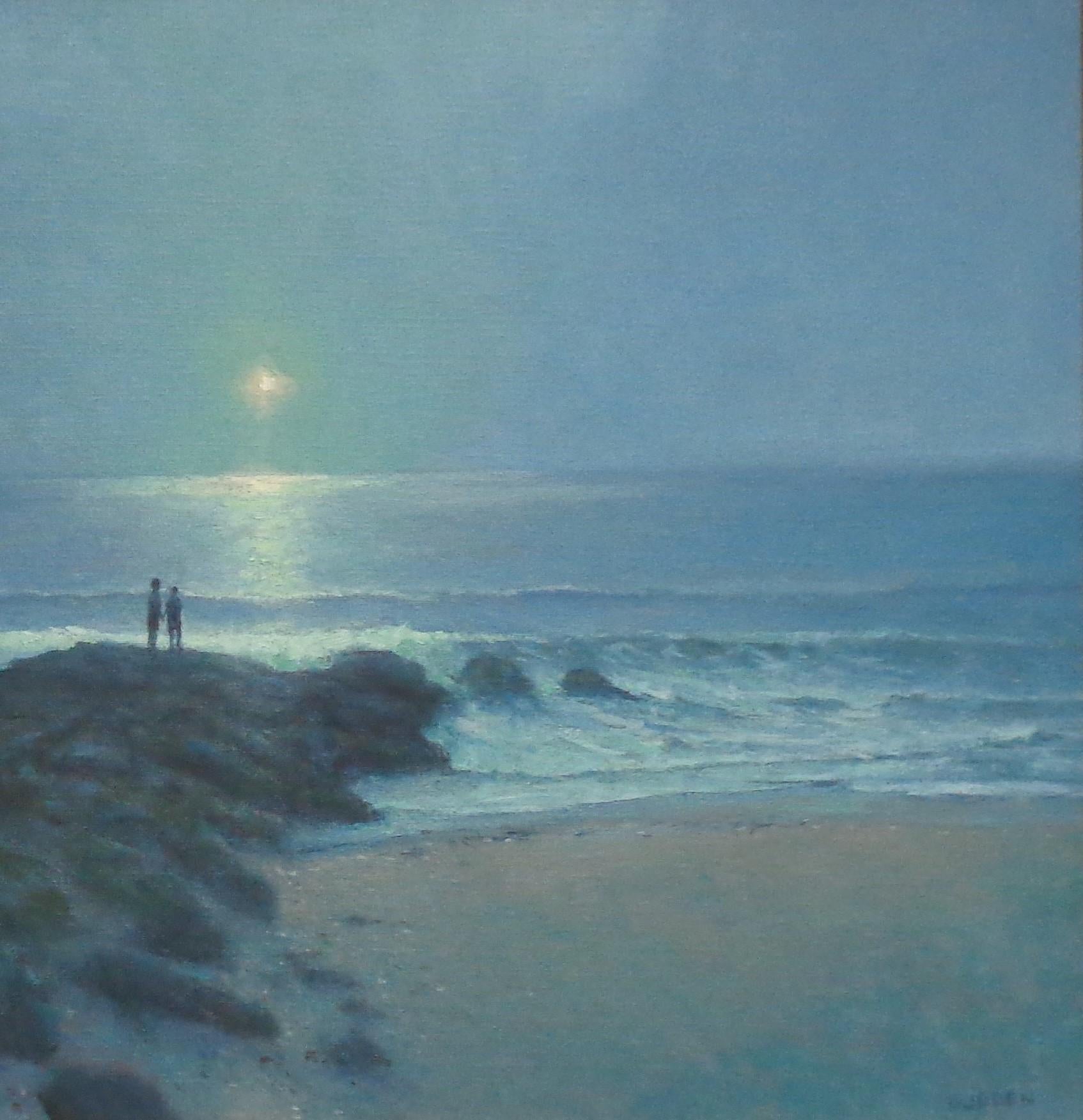  Impressionistic Moonlit Seascape Painting Michael Budden Dressed in Silver 2