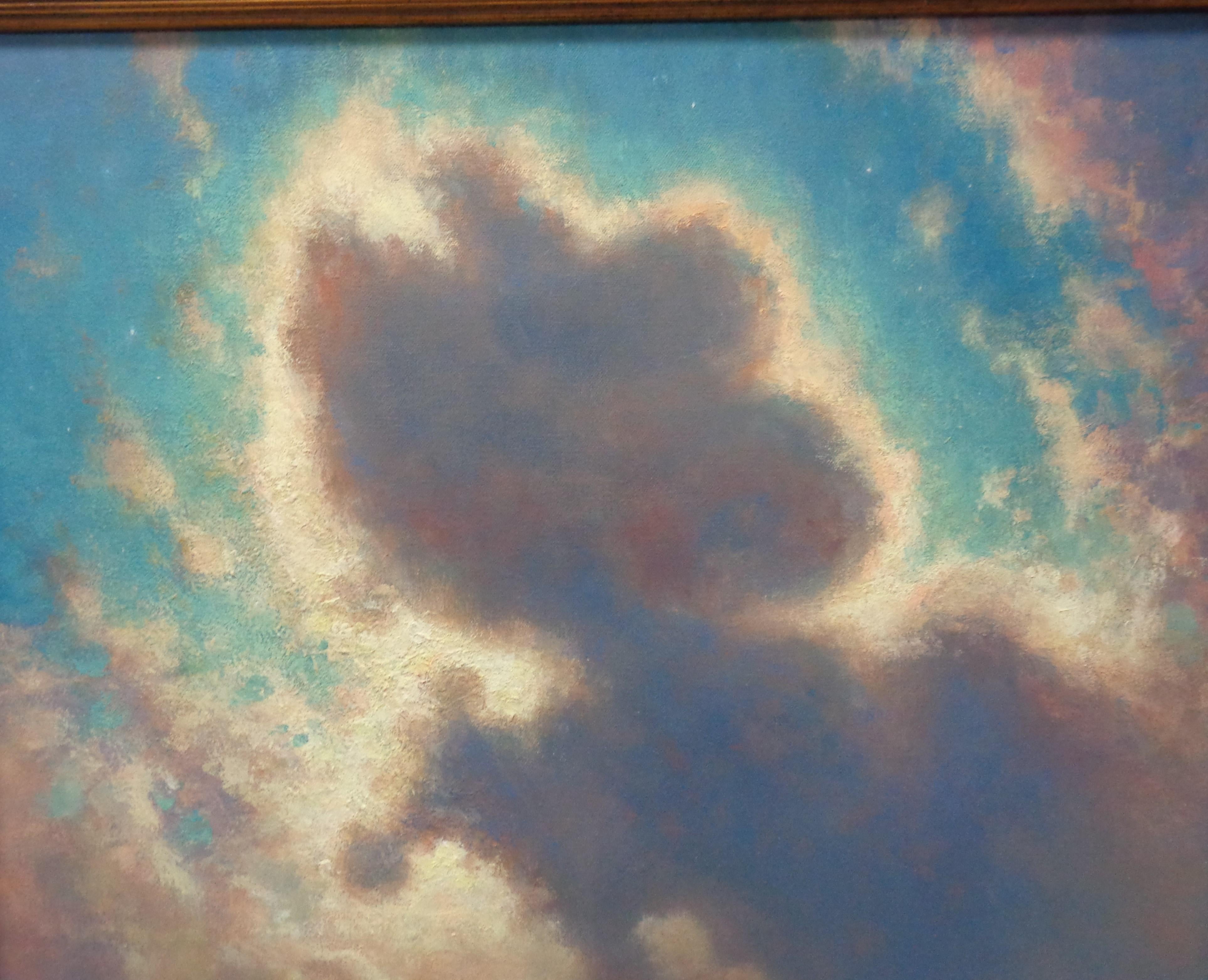 Pintura impresionista de un paisaje marino iluminado por la luna Michael Budden Dulce luz de luna II en venta 2