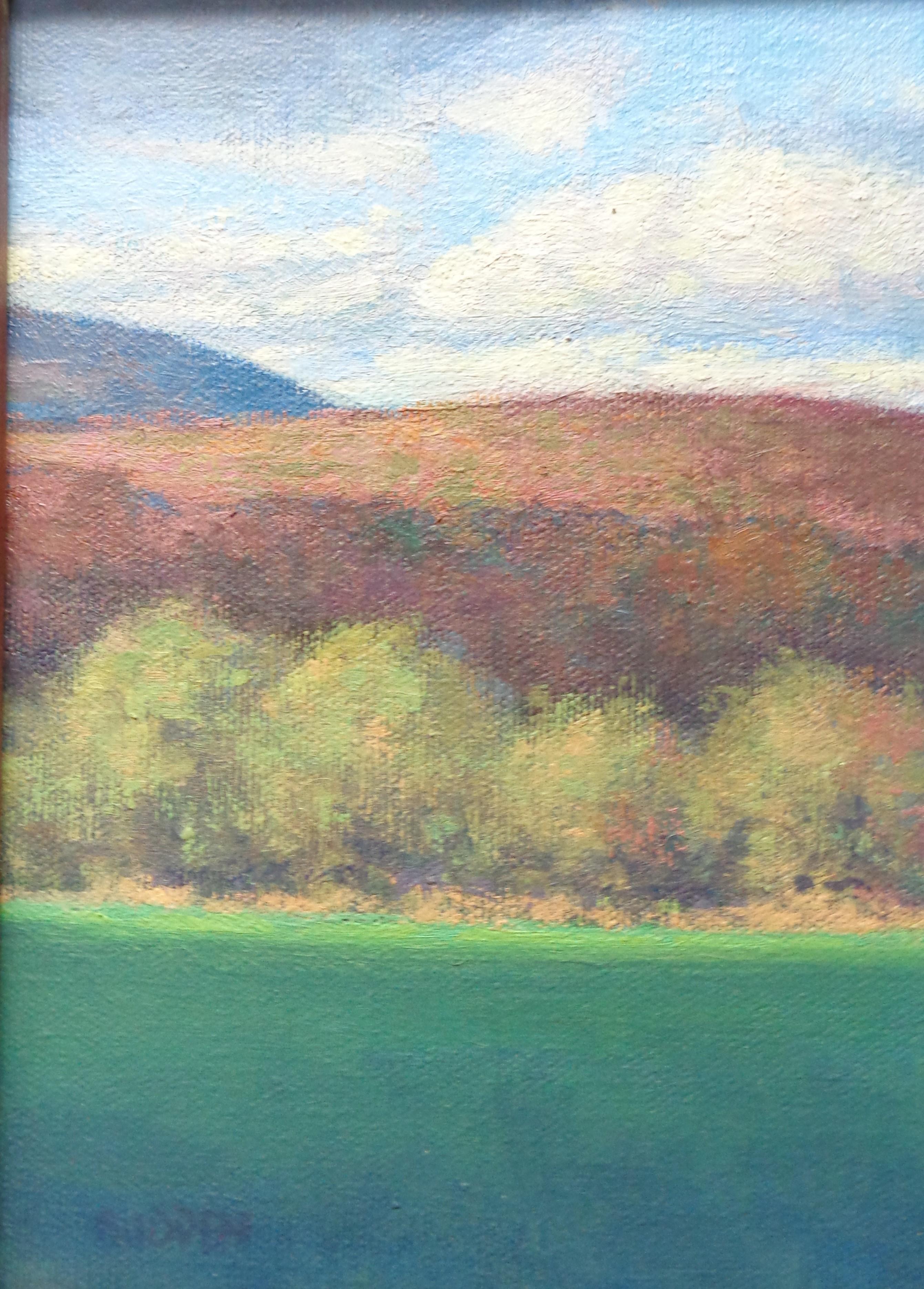 Paisaje de montaña impresionista Pintura al óleo Michael Budden Vermont Hills I en venta 1