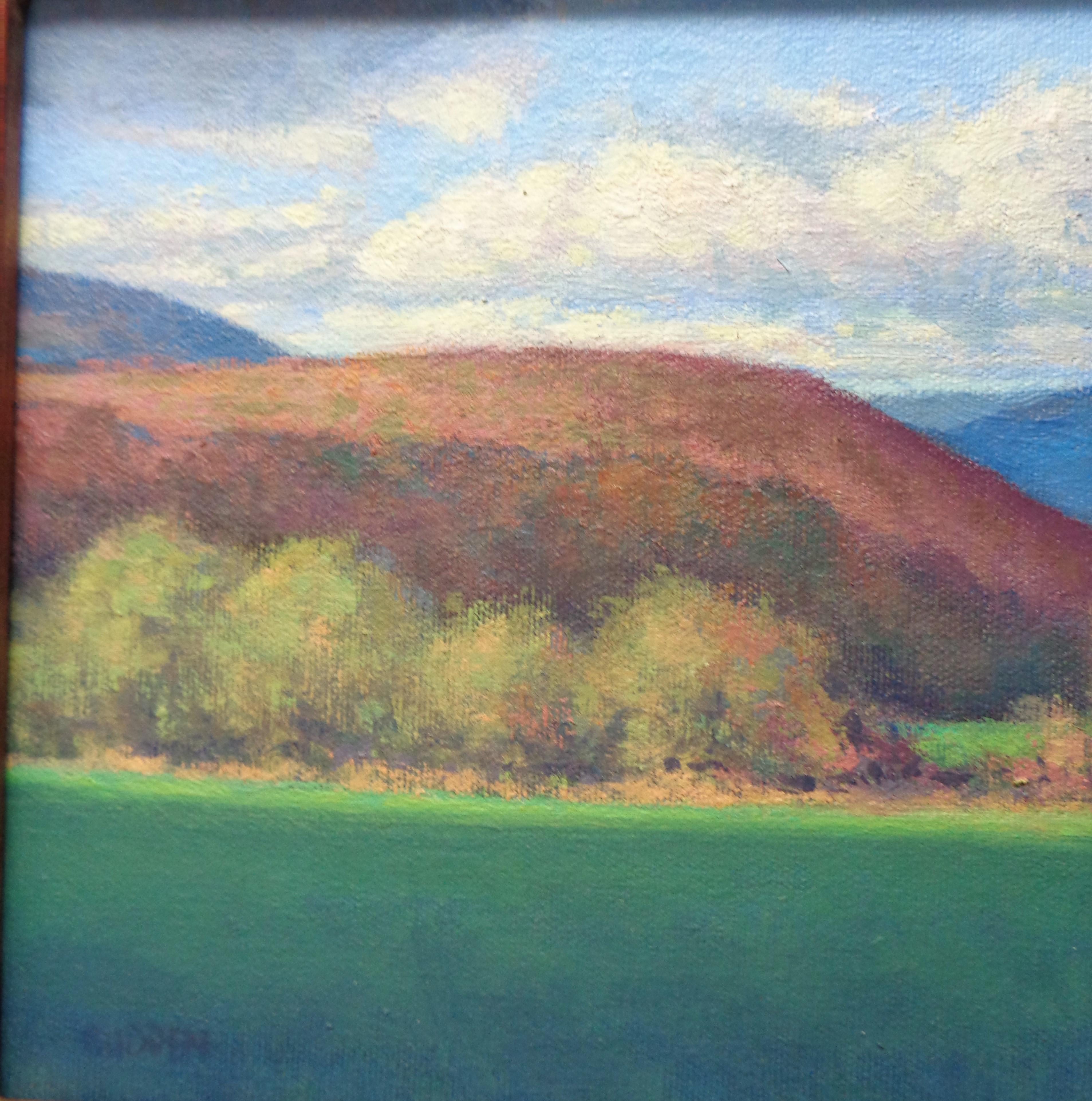 Paisaje de montaña impresionista Pintura al óleo Michael Budden Vermont Hills I en venta 2