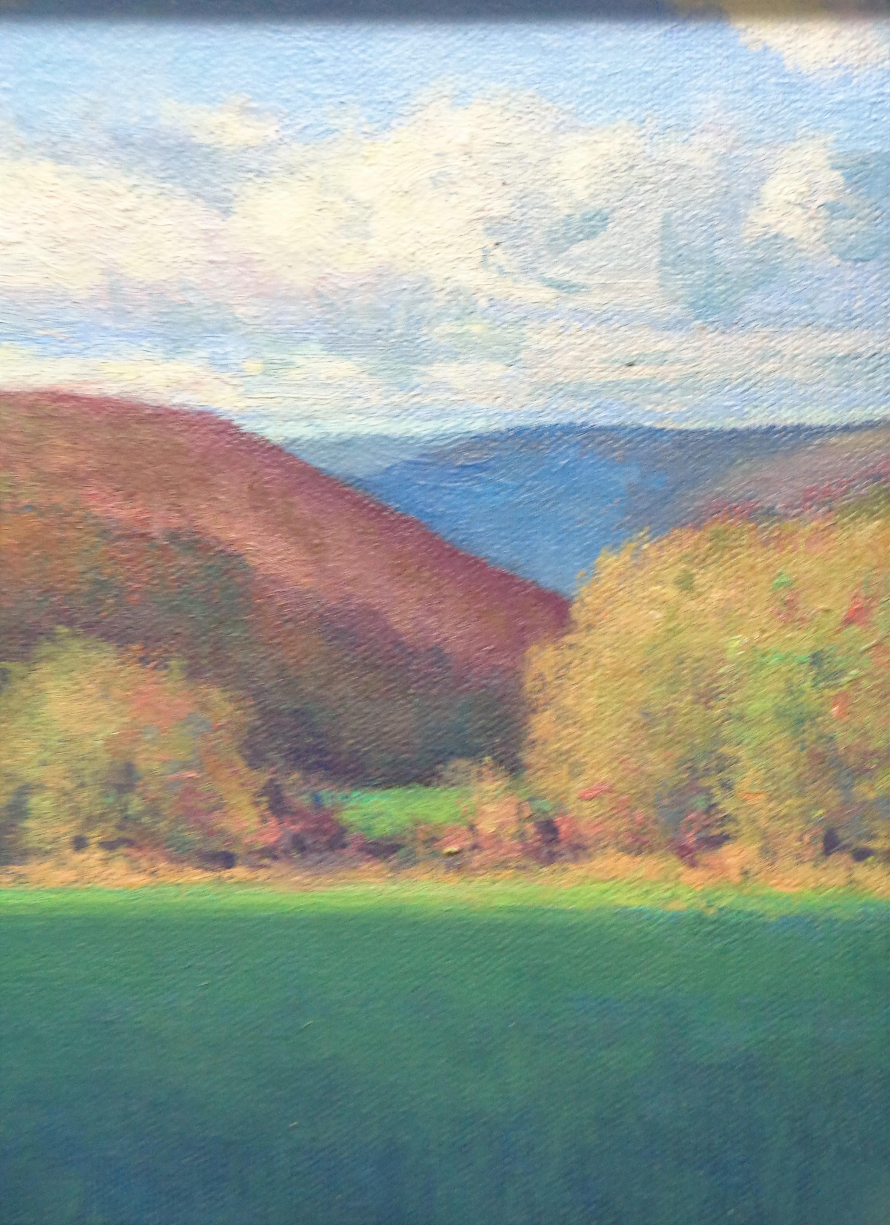 Paisaje de montaña impresionista Pintura al óleo Michael Budden Vermont Hills I en venta 3