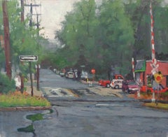 Impressionistic Rainy Day Painting Michael Budden City Scene