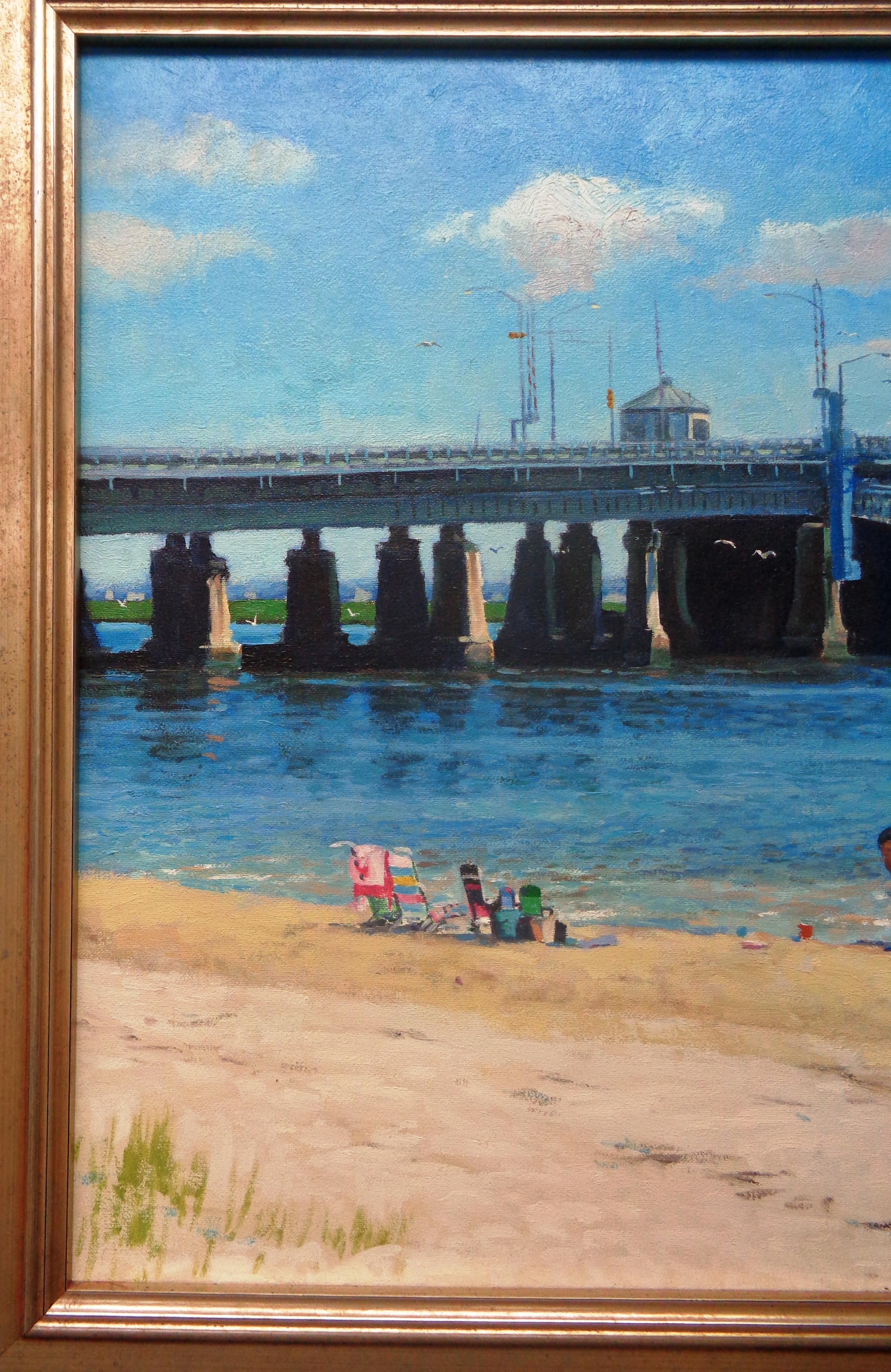 Realismo impressionistico Ocean City Beach Seascape Oil Painting Michael Budden in vendita 1