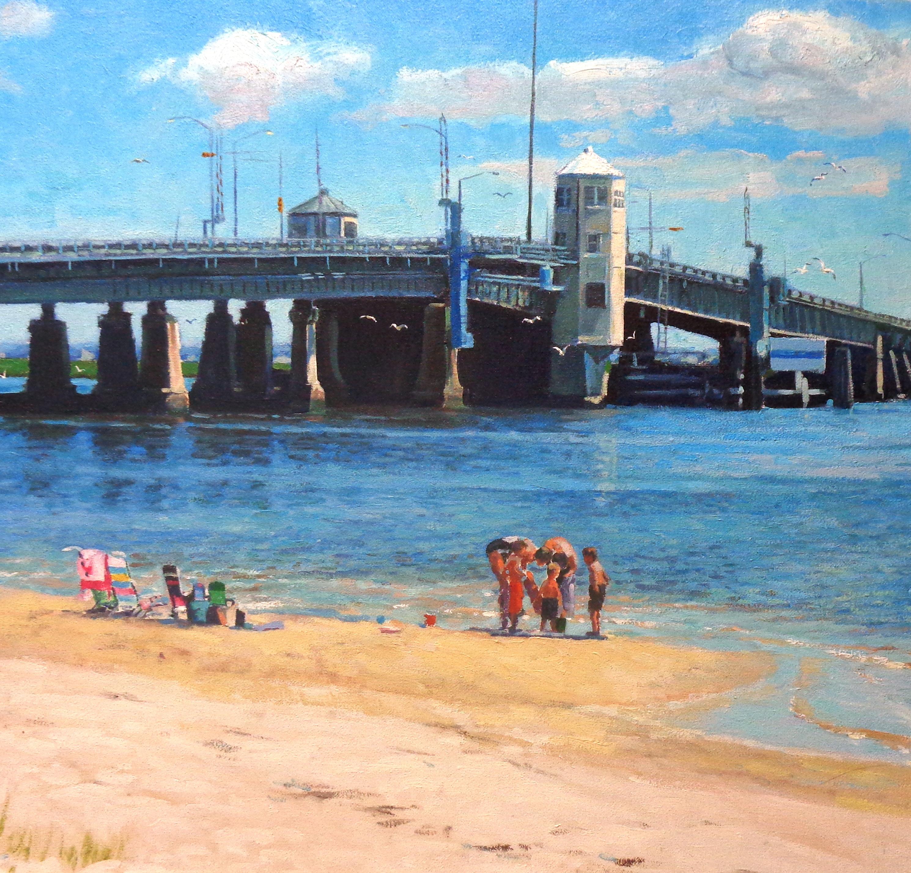 Realismo impressionistico Ocean City Beach Seascape Oil Painting Michael Budden in vendita 2