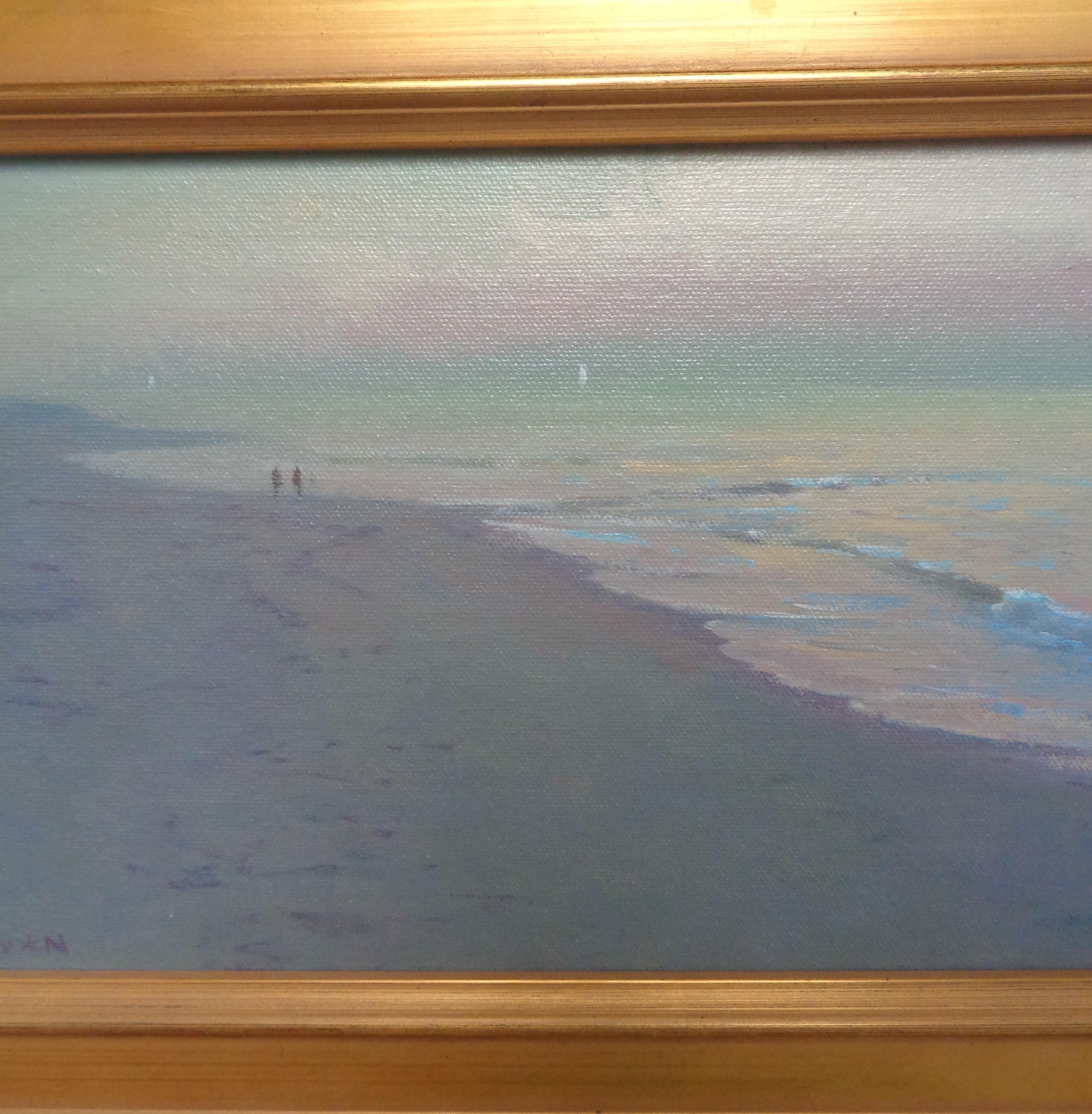 Pintura al óleo impresionista realista al mar Michael Budden Mañana brumosa 2