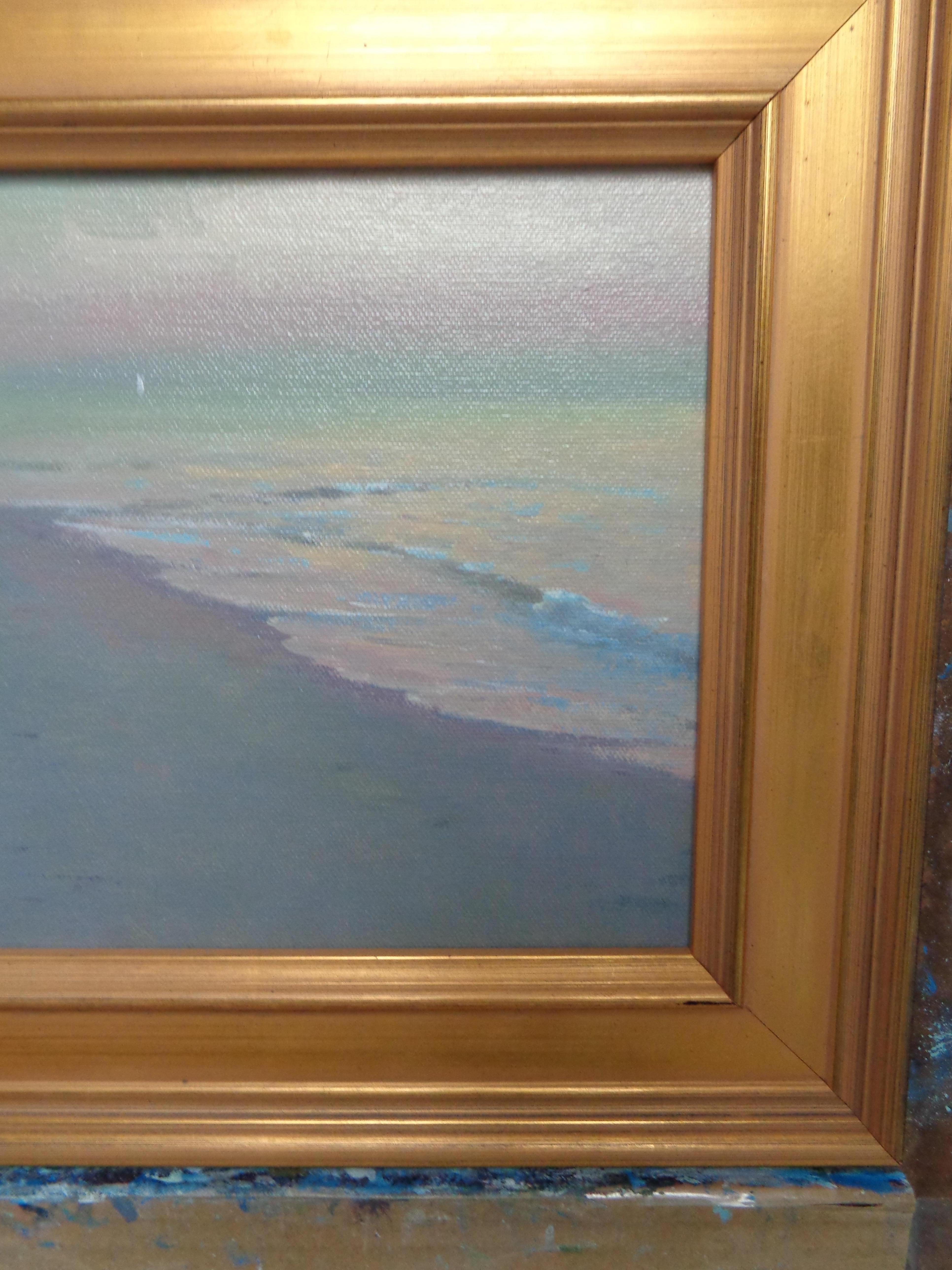 Pintura al óleo impresionista realista al mar Michael Budden Mañana brumosa 3