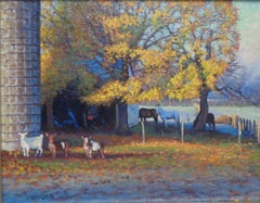 Impressionistic Realistic Landscape Painting Michael Budden Autumn Farm Animals