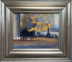 Impressionistic Realistic Landscape Painting Michael Budden Autumn Farm Animals