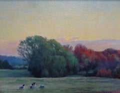 Impressionistic Realistic Landscape Painting Michael Budden Sheep Autumn