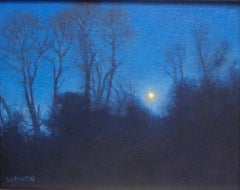 Impressionistic Realistic Moonlight Landscape Oil Painting Michael Budden