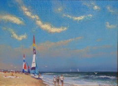 Impressionistic Realistic Seascape Oil Painting Michael Budden Beach Day III