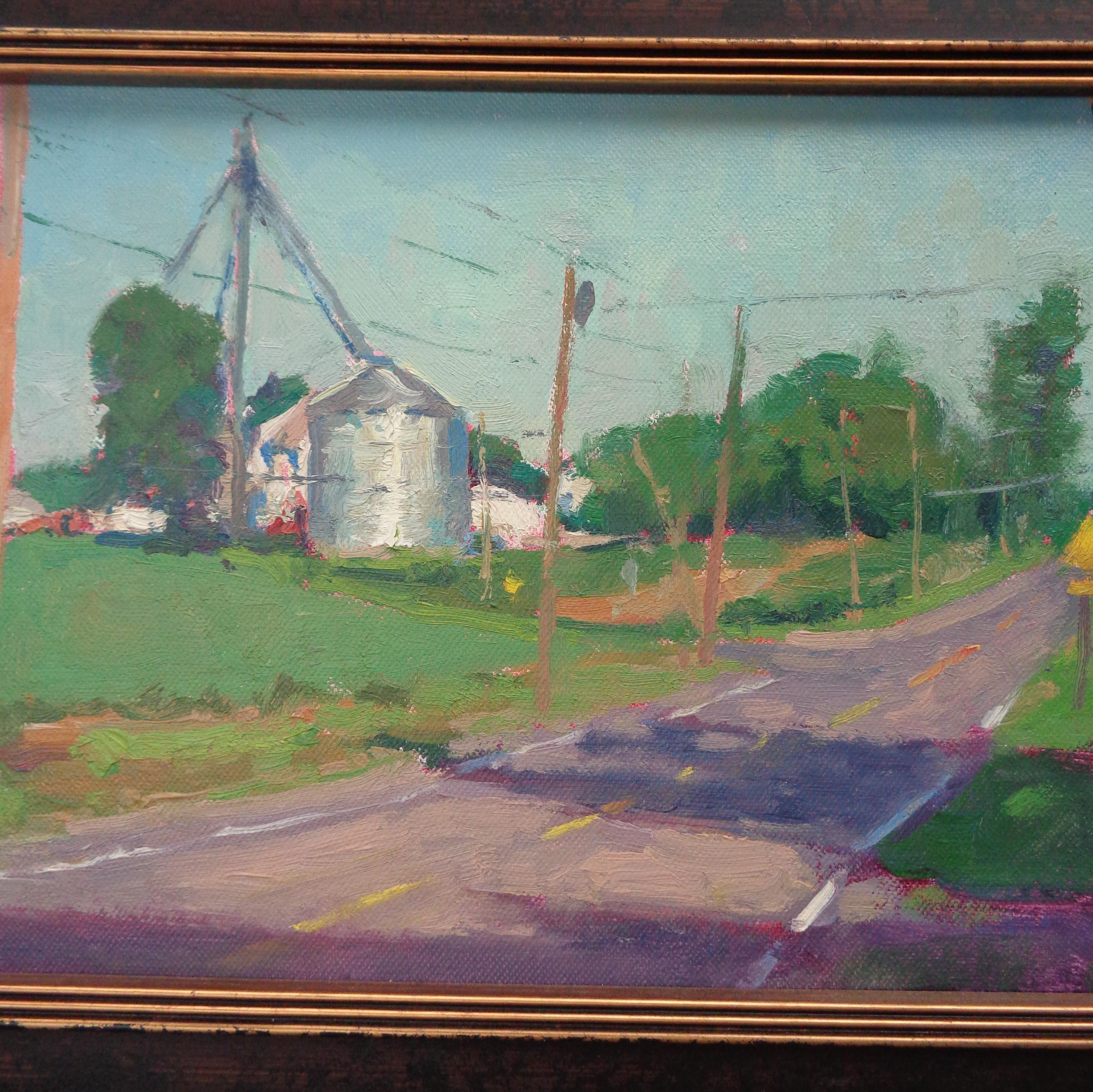 Pittura ad olio impressionista di paesaggio rurale agricolo Michael Budden Morning Light in vendita 2