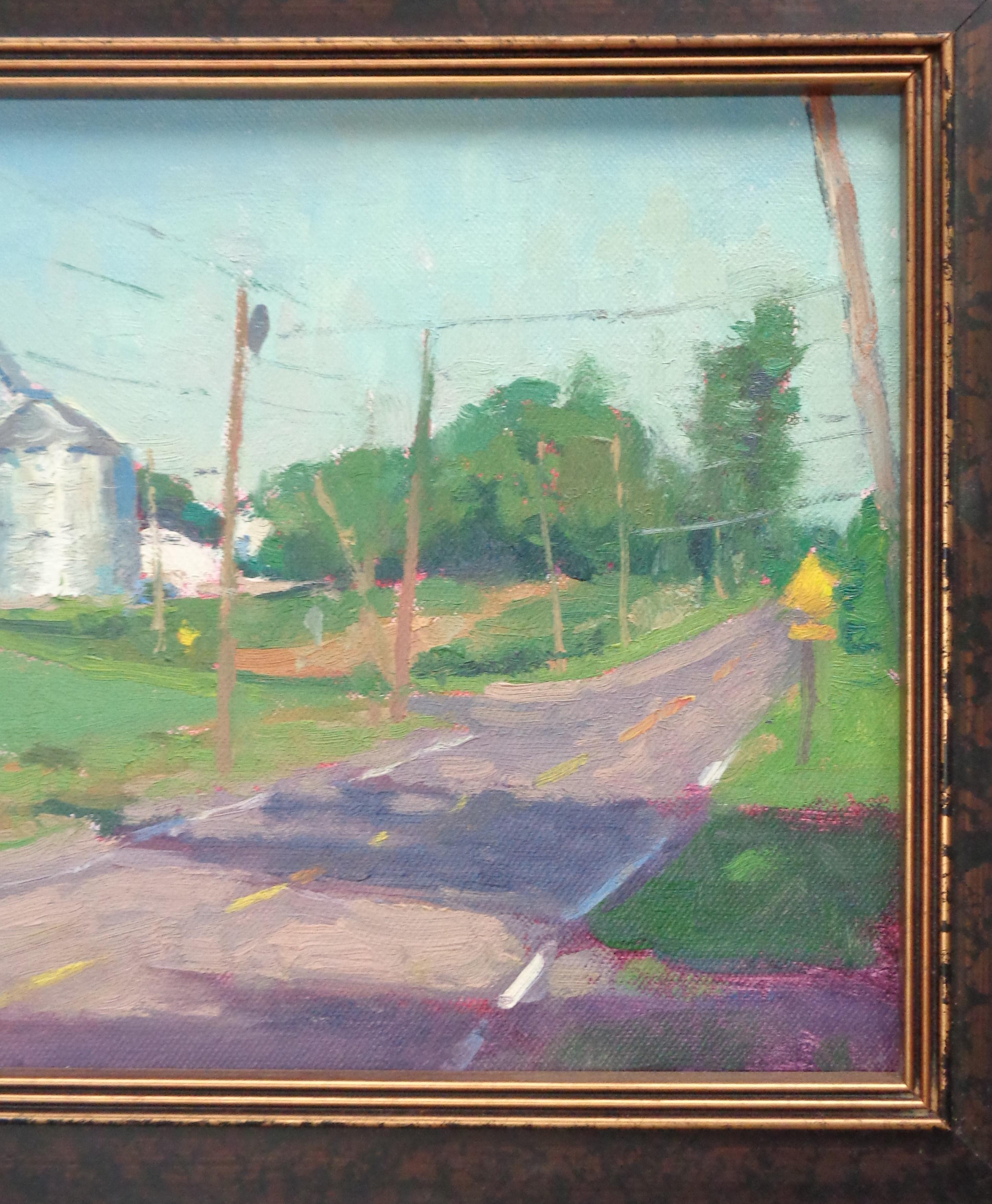  Impressionistic Rural Farm Landscape Oil Painting Michael Budden Morning Light For Sale 3