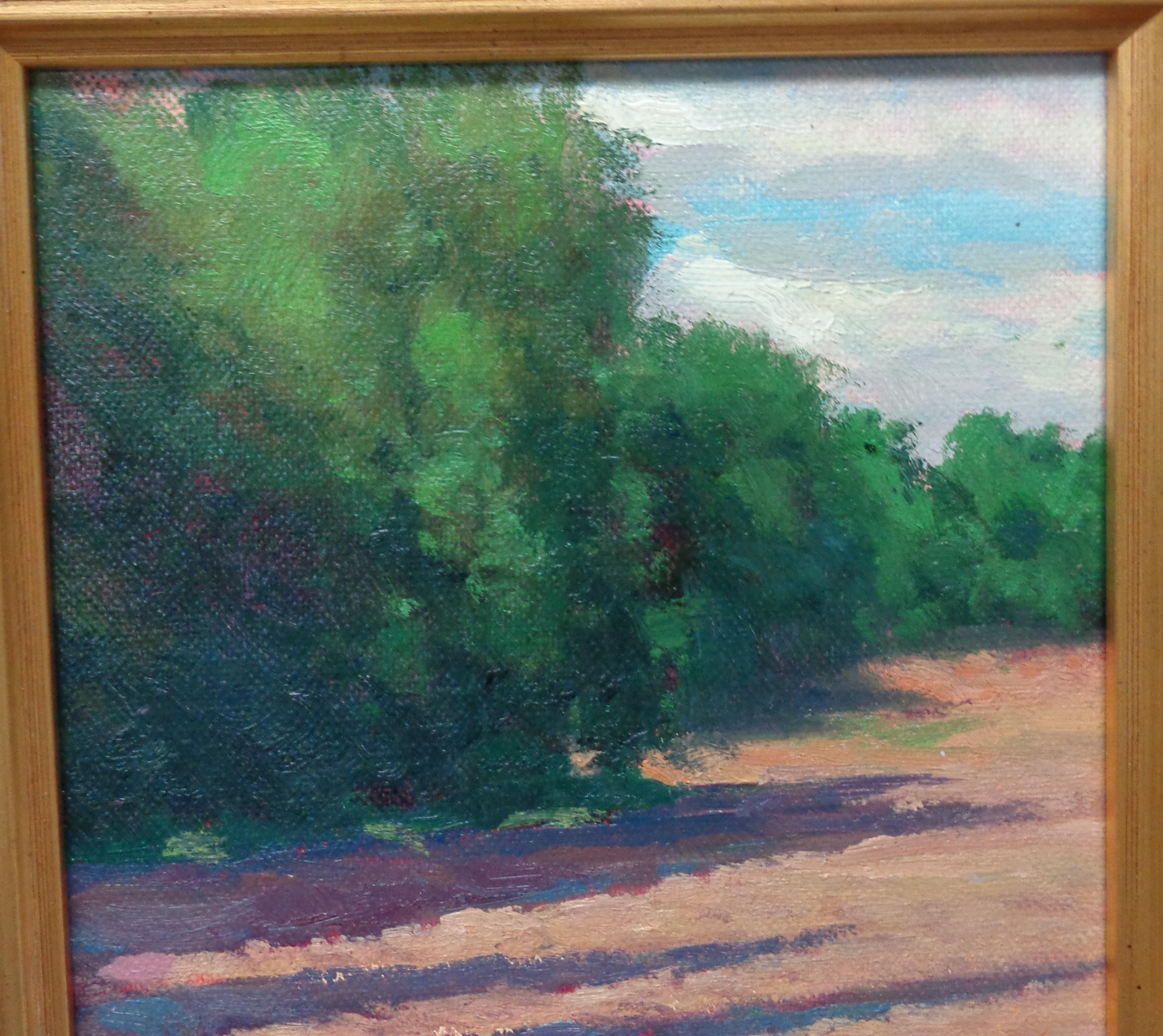  Impressionistic Rural Farm Landscape Oil Painting Michael Budden Shadow & Light For Sale 1