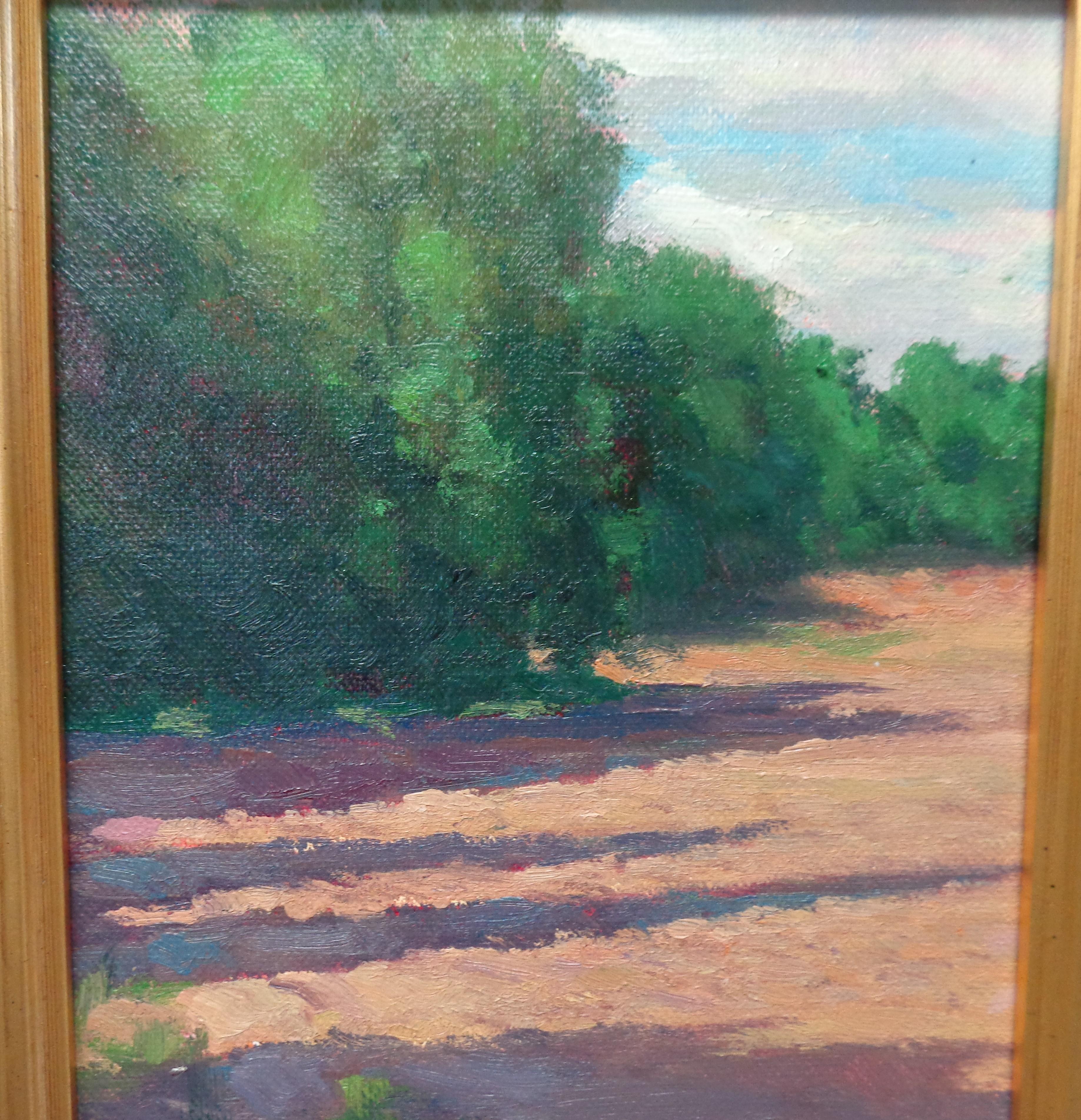  Impressionistic Rural Farm Landscape Oil Painting Michael Budden Shadow & Light For Sale 2